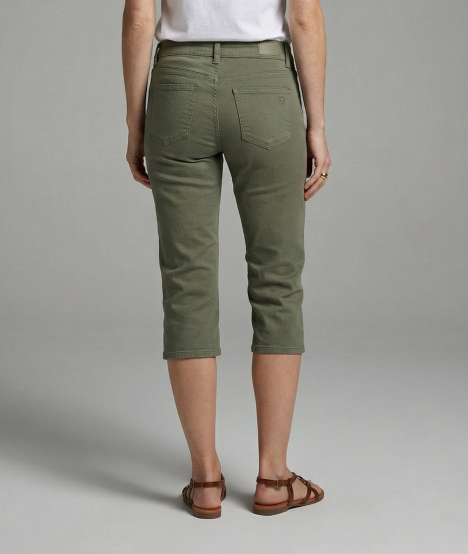 Pantacourt Lana broderie fleur kaki dos