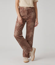Pantalon Bambi taupe wide leg à motif animalier — marque Carnaby