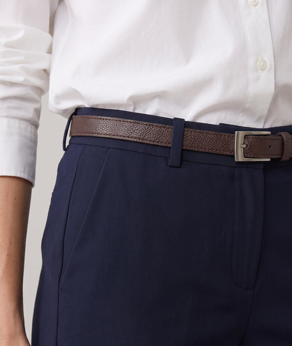 Pantalon chino coupe carotte marine femme avec ceinture detail - Carnaby