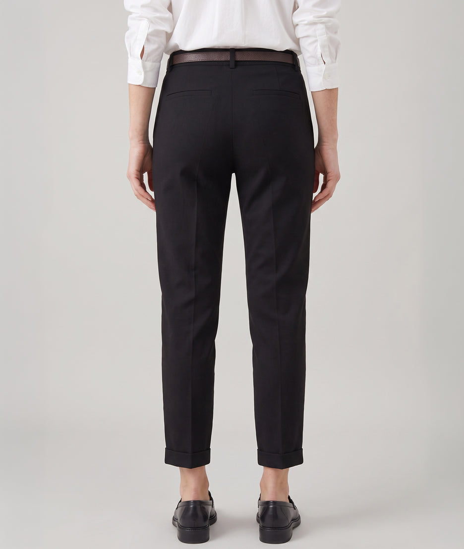 Pantalon chino coupe carotte noir femme avec ceinture dos - Carnaby