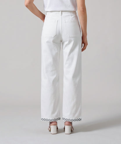 Pantalon Bisou à broderies - blanc