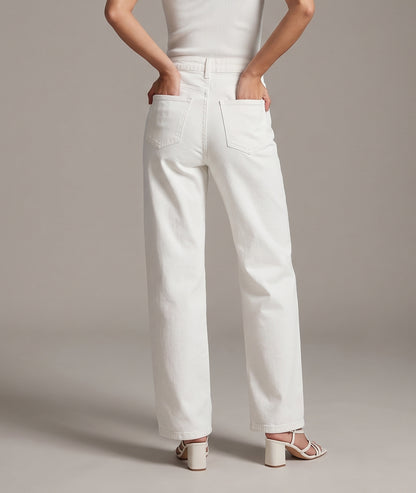 Pantalon Broda wide leg à broderies ajourée blanc dos