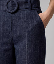 Pantalon habillé femme à rayures marine Cindy avec ceinture – Carnaby