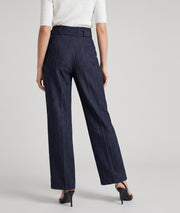 Pantalon habillé femme à rayures marine Cindy avec ceinture – Carnaby