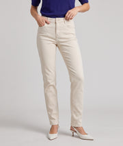 Pantalon slim femme Clea écru taille haute en coton stretch