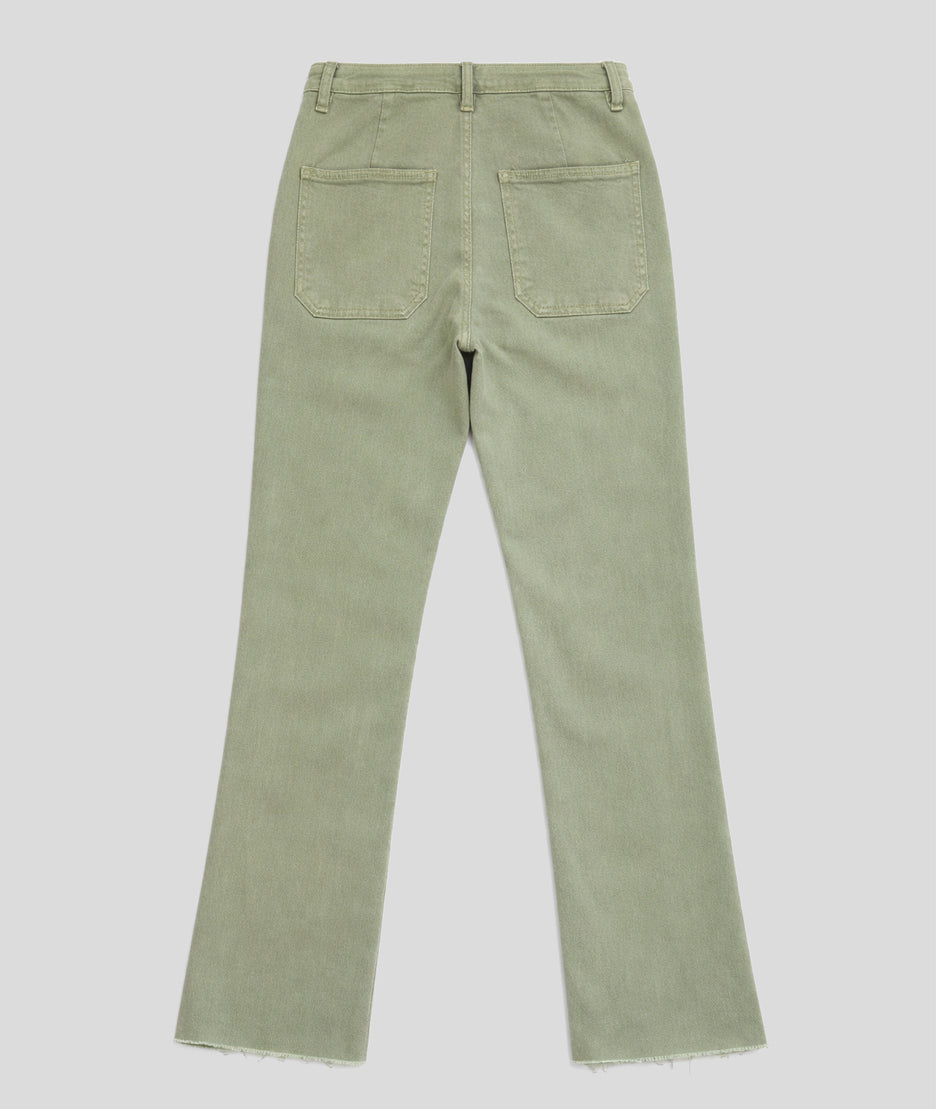 Jean Fomy flare taille haute kaki dos