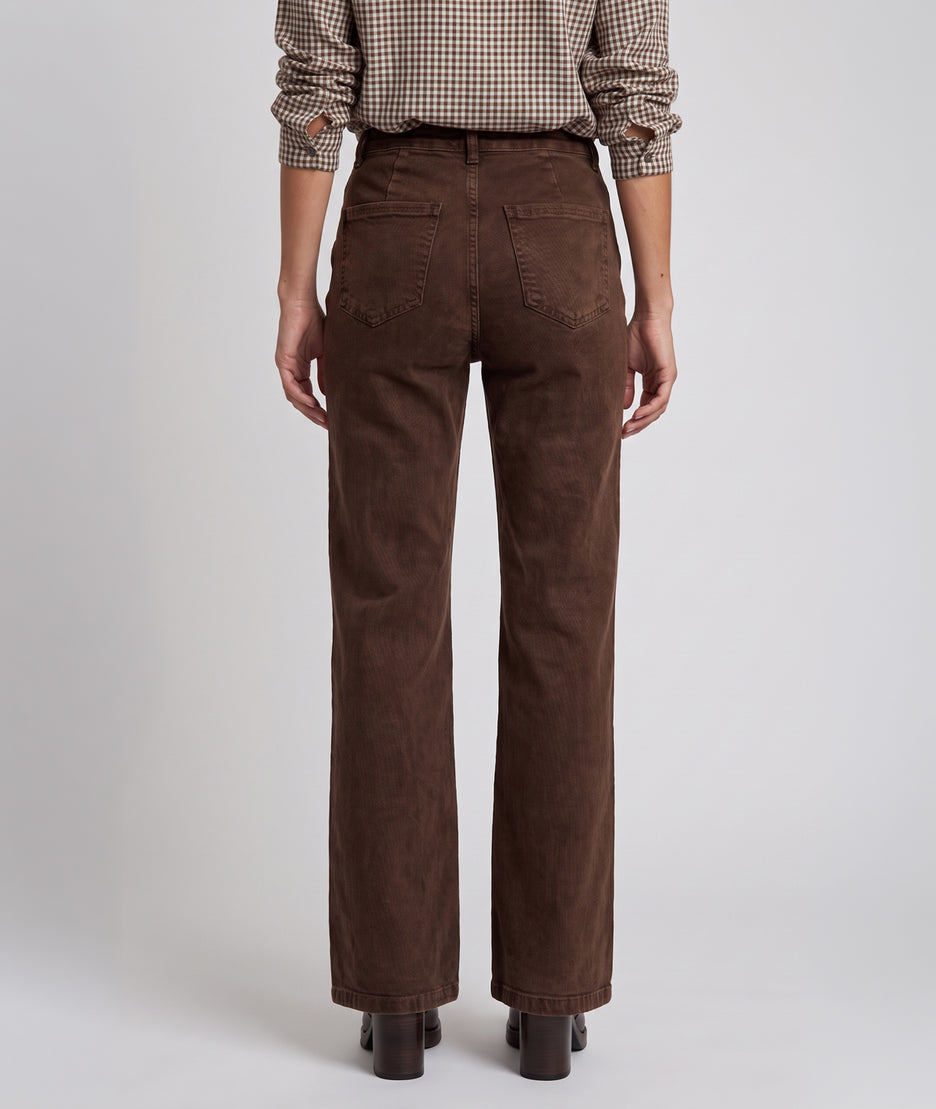 Pantalon wide leg Fpont marron taille haute dos - Carnaby