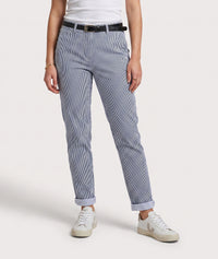 Pantalon Isodora coupe carotte à rayures - marine/blanc