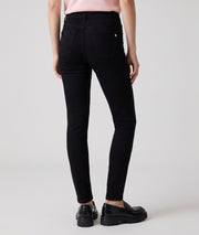 Pantalon en toile femme noir coupe slim taille haute