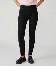 Pantalon en toile femme noir coupe slim taille haute