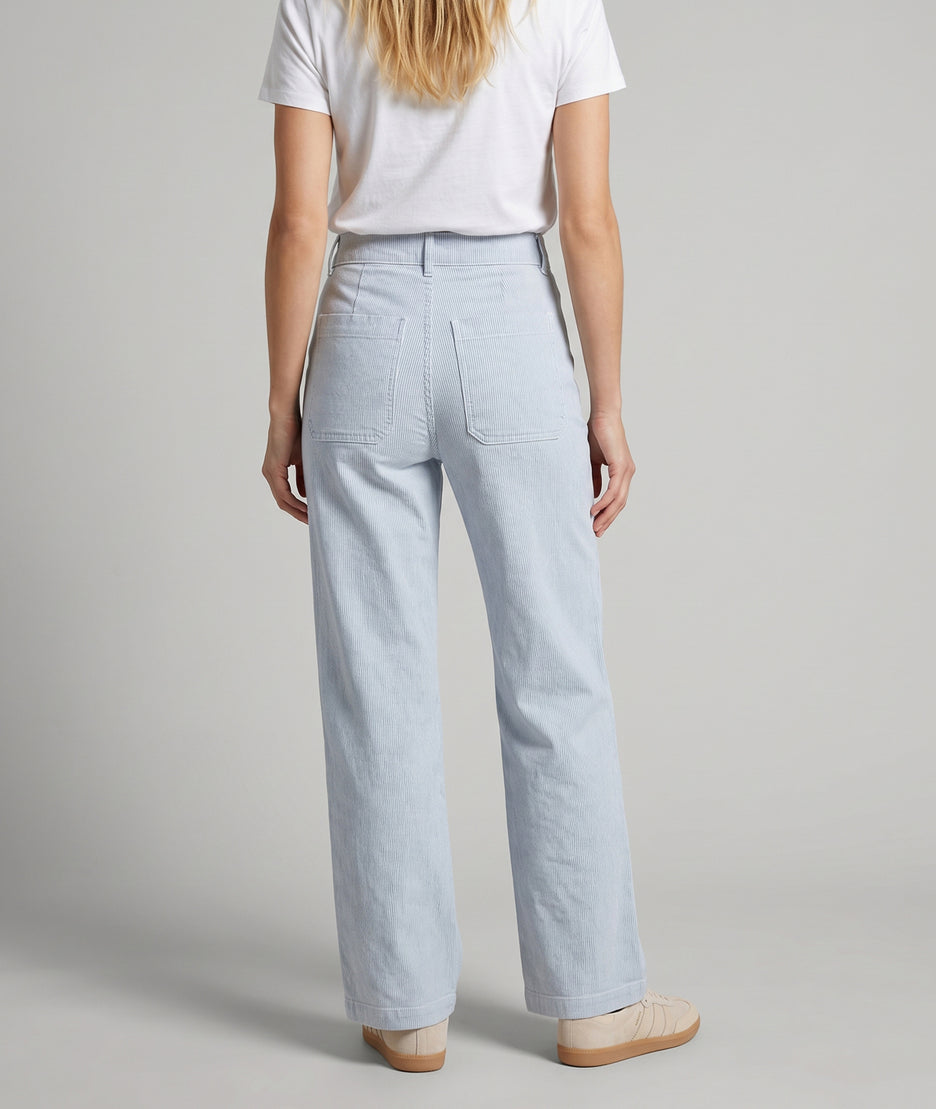 Pantalon Ponra wide leg à rayures bleu dos