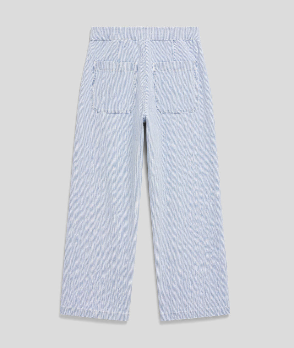 Pantalon Ponra wide leg à rayures bleu dos