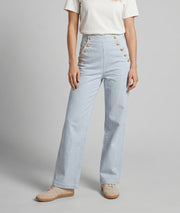 Pantalon Ponra wide leg à rayures bleu face
