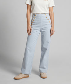Pantalon Ponra wide leg à rayures bleu face