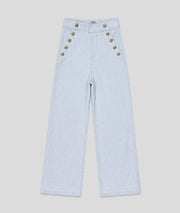 Pantalon Ponra wide leg à rayures bleu face