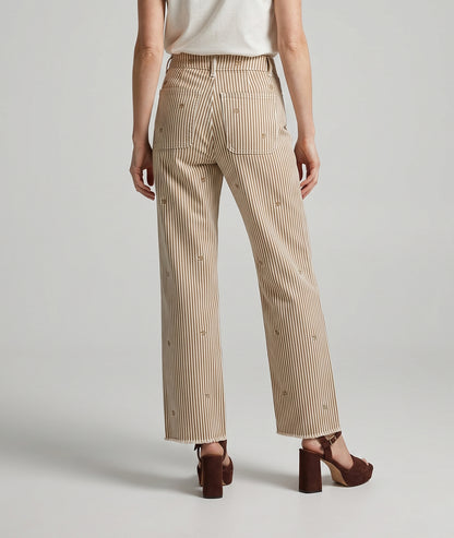 Pantalon Rayco wide leg à broderies coeurs beige dos