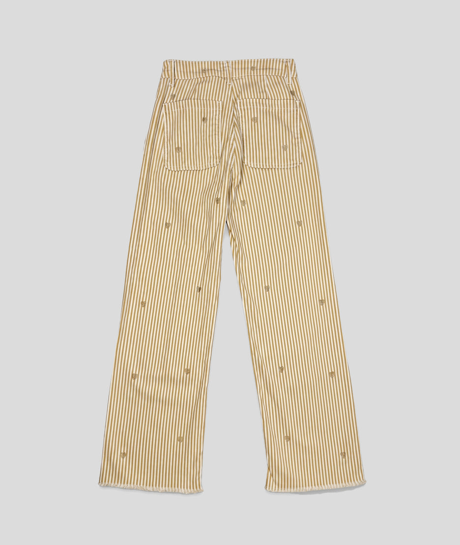 Pantalon Rayco wide leg à broderies coeurs beige dos