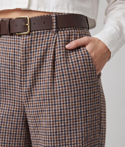 Pantalon large femme à carreaux vichy marine détail - Carnaby