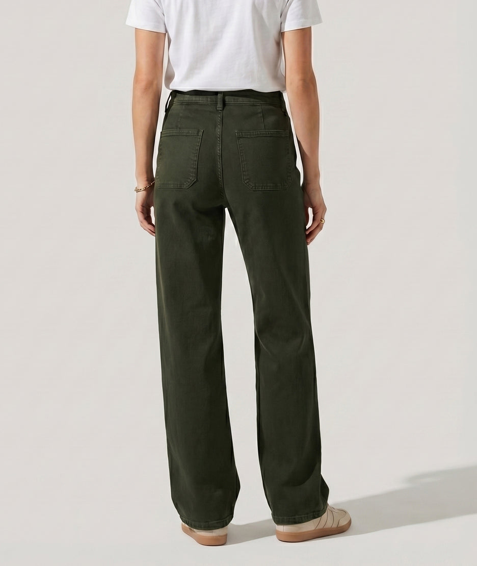 Pantalon Vini flare kaki dos