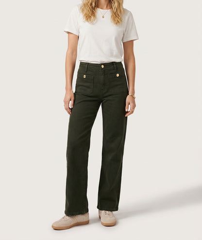 Pantalon Vini flare kaki face