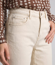 Pantalon large femme écru coupe wide leg taille haute