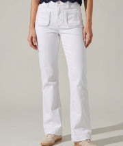 Pantalon Tress flare avec poches carrée blanc face