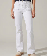 Pantalon Tress flare avec poches carrée - blanc