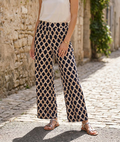 Pantalon fluide Yana à motifs marine face avant - carnaby