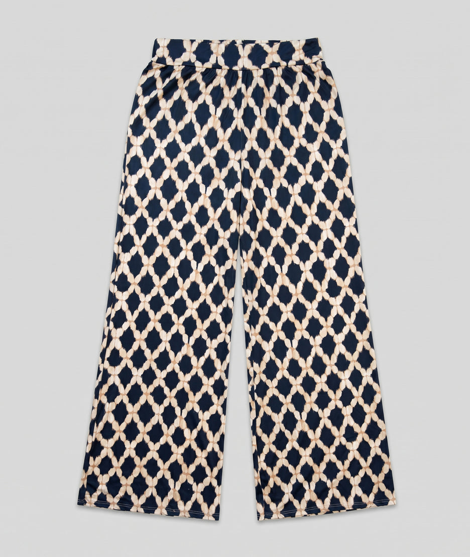 Pantalon fluide Yana à motifs marine face avant fond blanc - carnaby