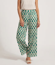 Pantalon vert et fluide Yana à motifs face avant - Carnaby