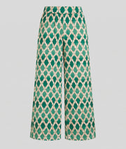 Pantalon vert et fluide Yana à motifs arrière fond blanc - Carnaby