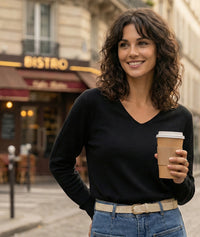 Pull Agile fin manches longues - ecru