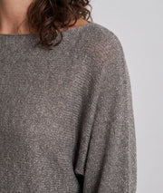 Pull femme Charp taupe ample pailleté à manches chauve-souris