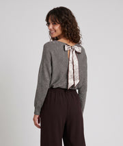 Pull femme Charp taupe ample pailleté à manches chauve-souris