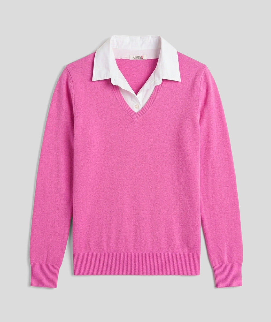 Pull Chemi col chemise fushia face
