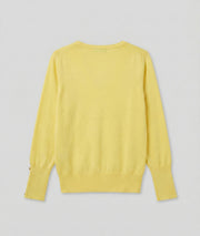 Pull col V uni jaune face arrière