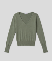 Pull col V avec détails boutons - kaki