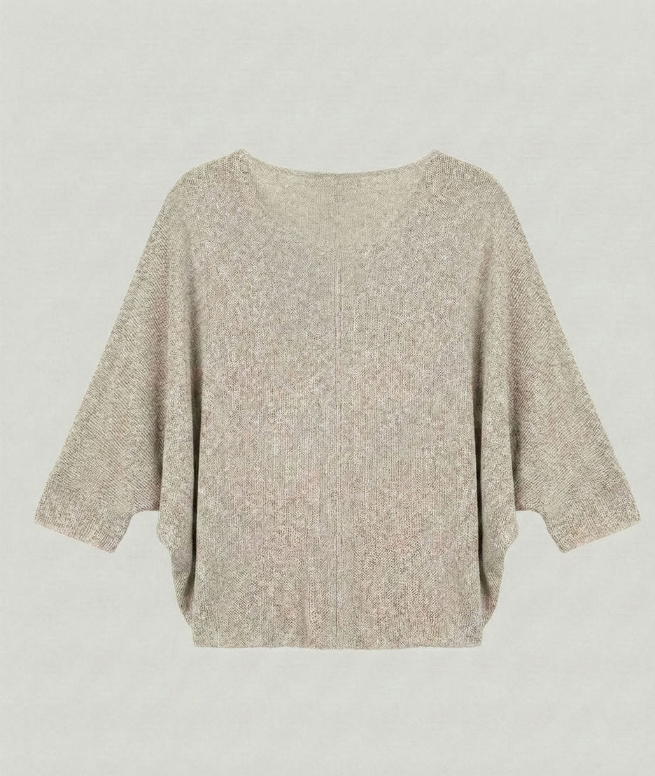 Pull ample pailleté Ilura beige face arrière