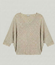 Pull ample pailleté Ilura beige face avant
