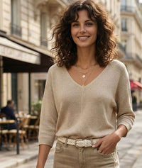 Pull Ilura ample pailleté - beige