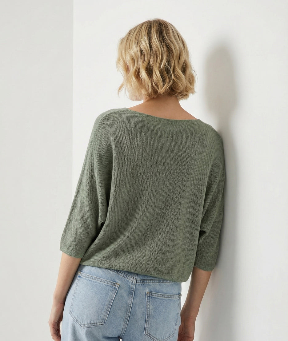 Pull Ilura ample pailleté kaki dos