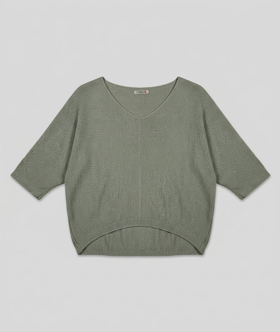 Pull Ilura ample pailleté kaki face