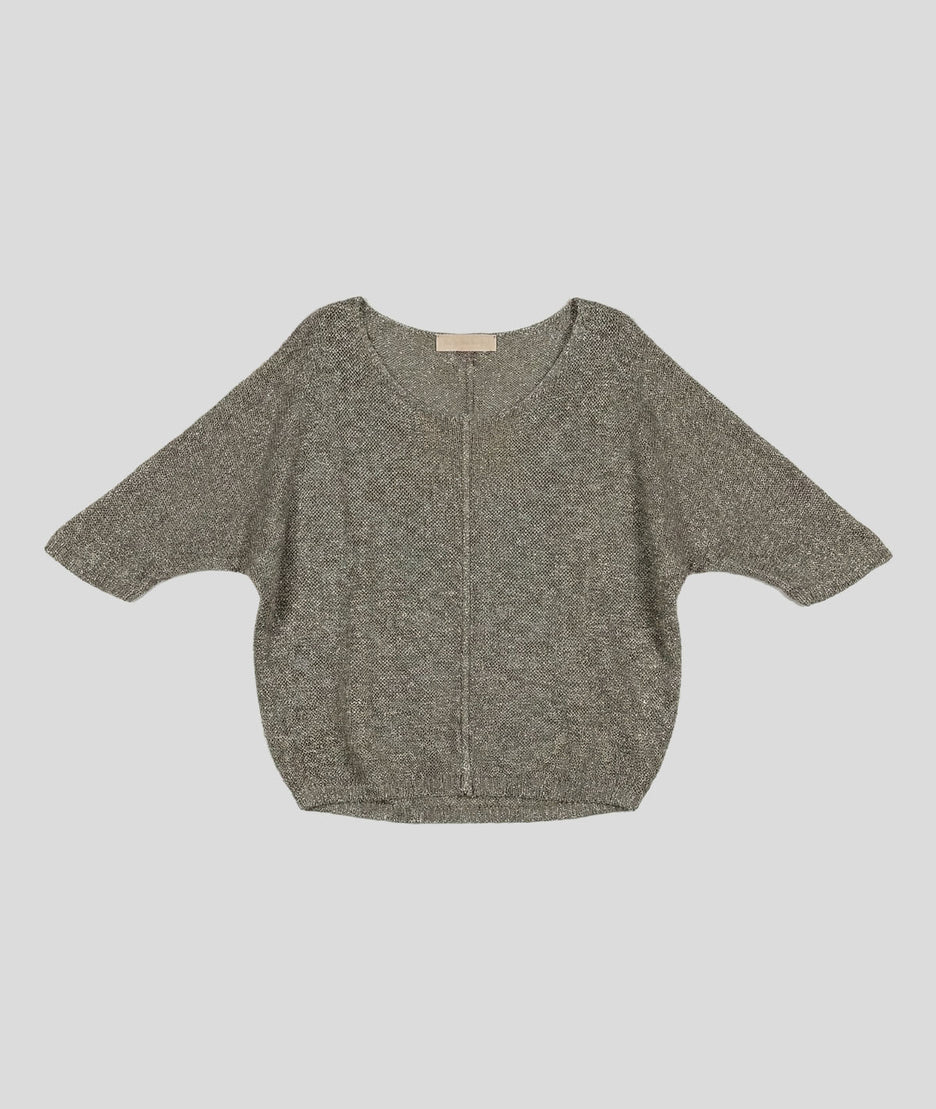 Pull ample pailleté Ilura taupe face avant