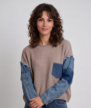 Pull en maille et jean Jeanna - beige