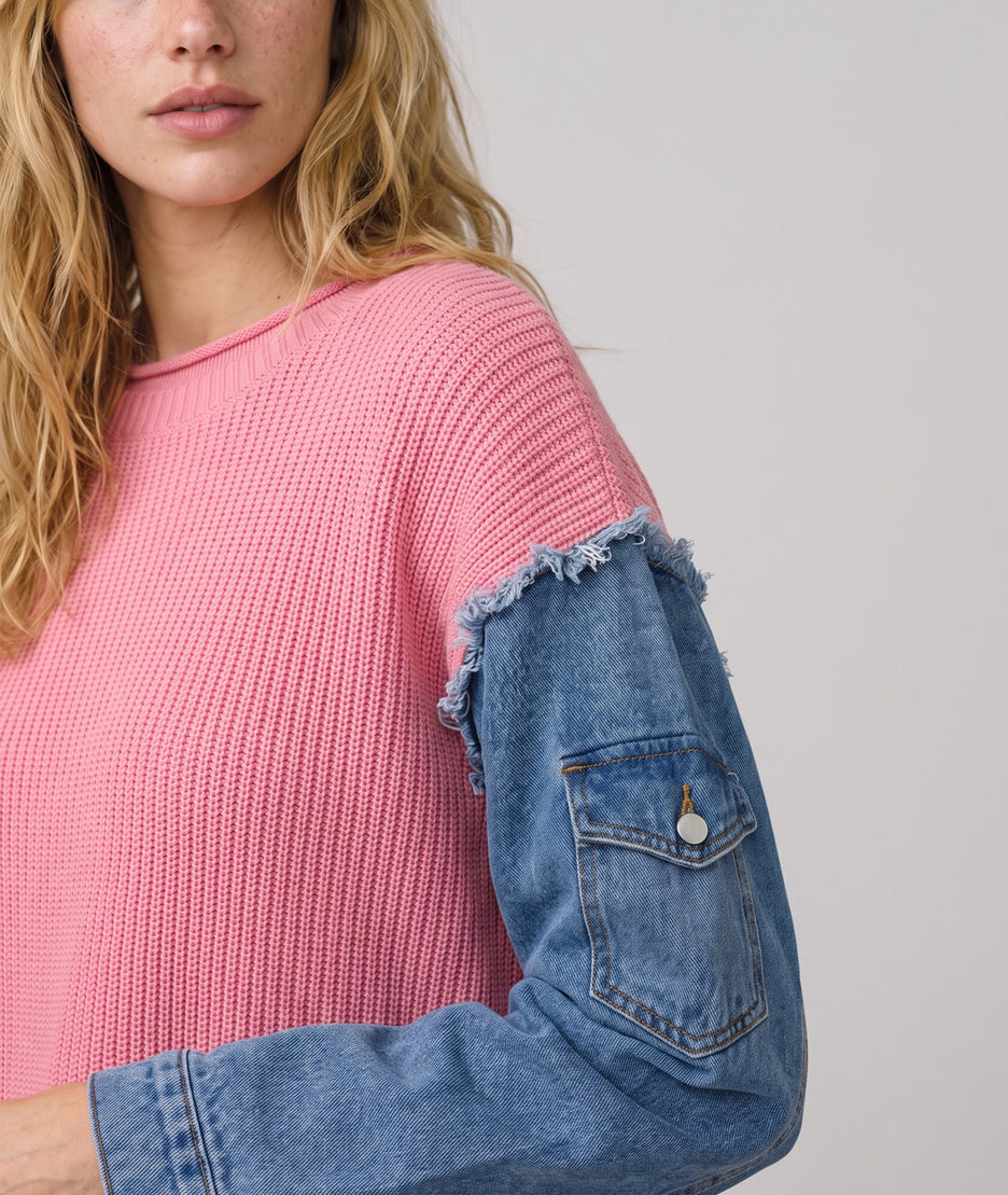 Pull en maille et jean Jeanna - rose