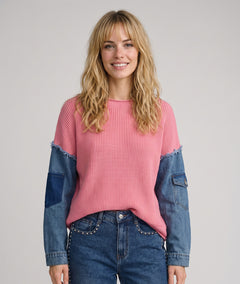 Pull en maille et jean Jeanna - rose