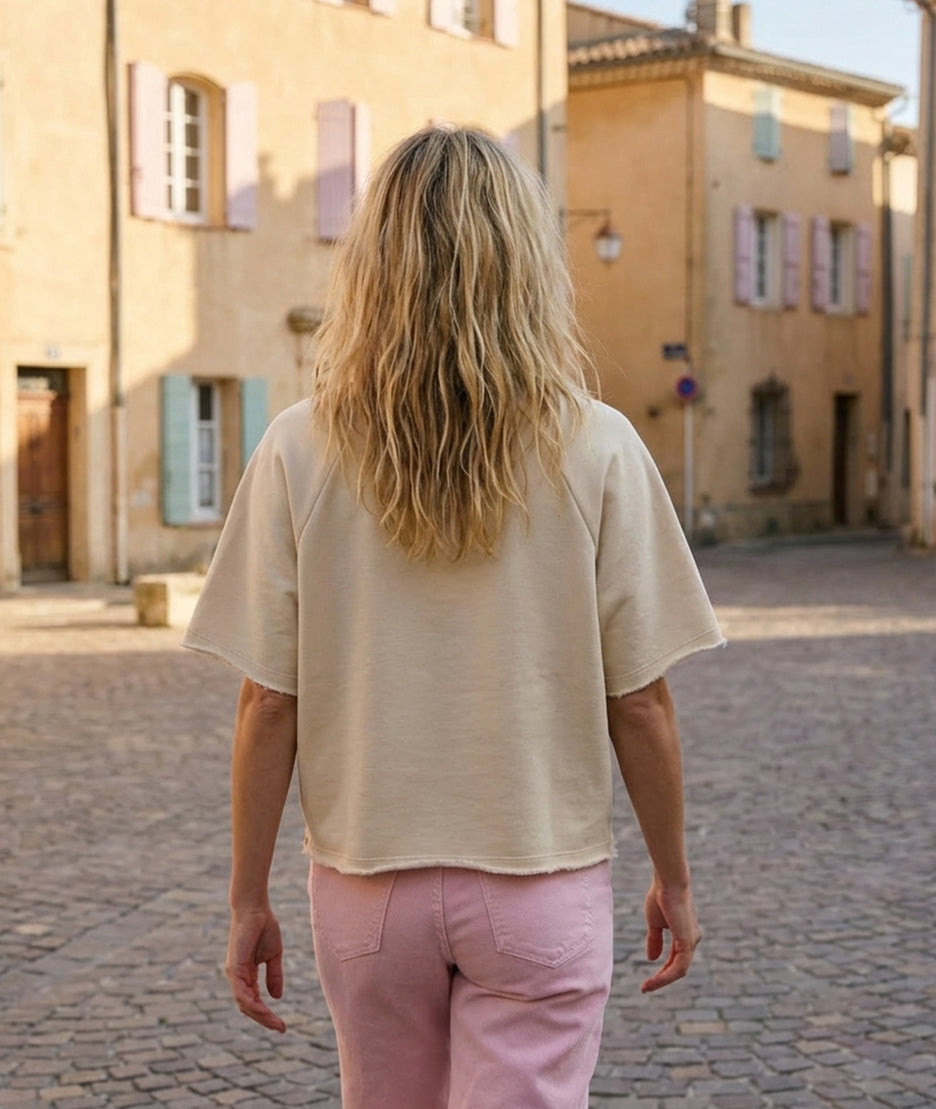 T-shirt manches courtes face arrière - ecru