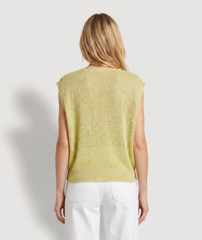 Pull Lexi en maille pailleté jaune dos