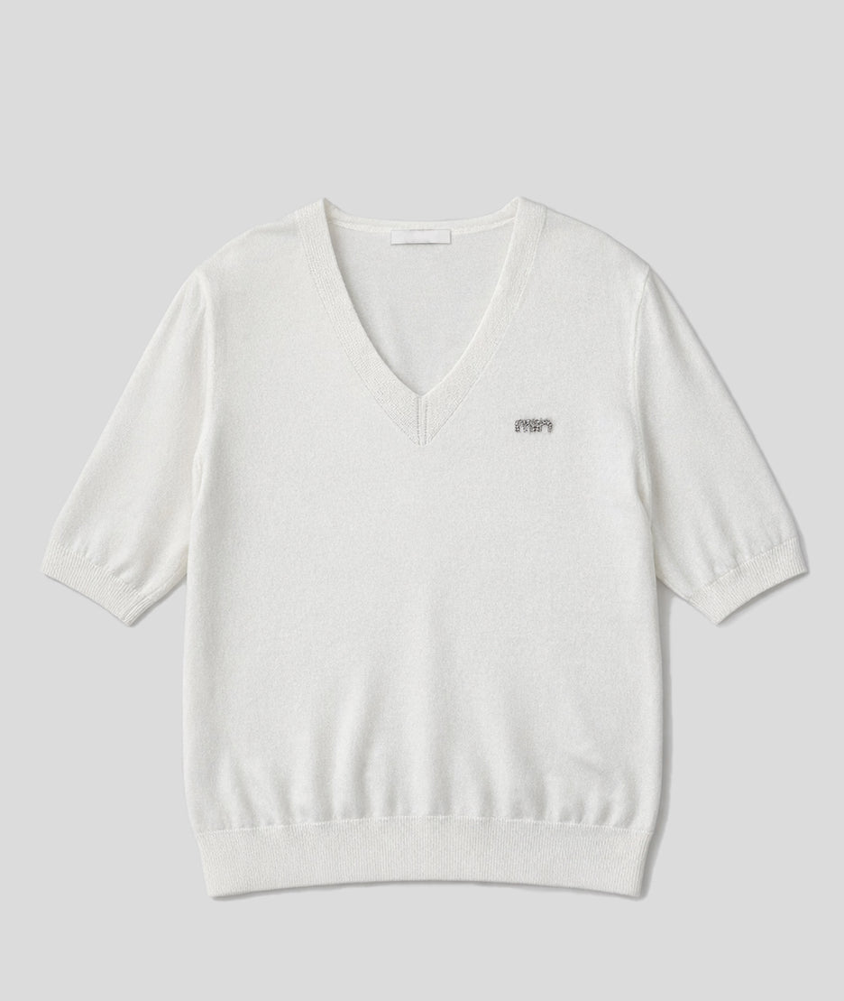 Pull Miu manches courtes avec broche face