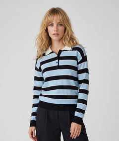 Pull Polo bleu et noir à rayures — marque Carnaby